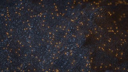 Grainy terrain with glowing lava dots 3D render illustration
