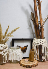 macrame jars in the interior ecodecor