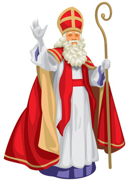 Heilige Nikolaus blesses the Sinterklaas feast, Sinterklaas, winter holiday figure based on Saint Nicholas, Bishop of Myra, model for Santa Claus, celebrated with the giving of gifts on eve and feast 