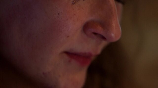 Closeup to the camera portrait crying hard depressed young woman