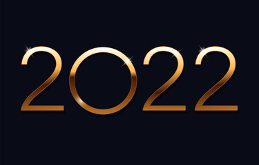 Happy new year 2022 background. Elements for design. Concept of a holiday card. Vector illustration with golden numbers.