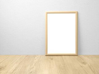 Blank frames mockup on wooden floor