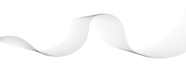 Abstract black smooth wave on a white background. Dynamic sound wave. Design element. Vector illustration.