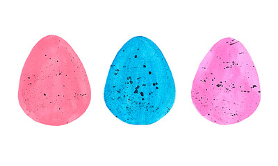 Watercolor illustration of Easter eggs. Happy Easter Perfect for decoration.