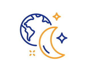 Sleep line icon. Night internet sign. Planet with moon symbol. Colorful thin line outline concept. Linear style sleep icon. Editable stroke. Vector