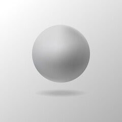 The silver sphere. a 3d ball isolated on a light gray background. A flying ball with a shadow. Vector illustration