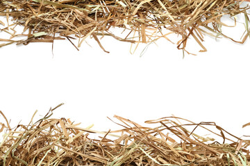 Dried hay on white background, top view - obrazy, fototapety, plakaty