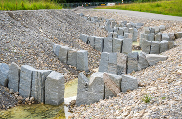 fish ladder for migration and spawning at river in construction
