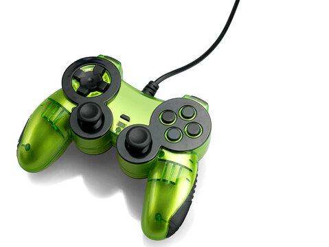 Game controller on white background.