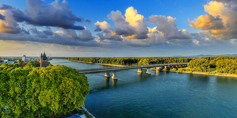 Rhine river Nibelung bridge to Worms aerial © Mathias Weil