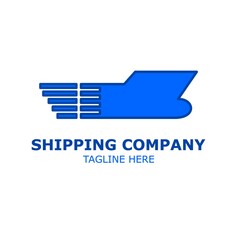 Vector illustration of simple ship in blue color in flat style.  Can be used for shipping company logo