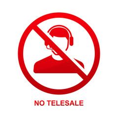 No telesale sign isolated on white background vector illustration.