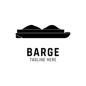 Silhouette illustration of a barge loading coal