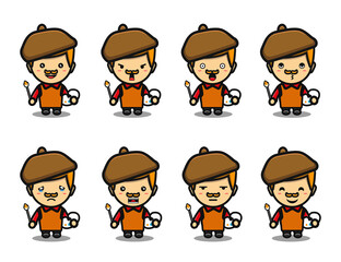 set of painter boy cartoon