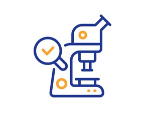 Microscope line icon. Laboratory equipment sign. Science lab instrument symbol. Colorful thin line outline concept. Linear style microscope icon. Editable stroke. Vector