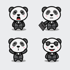 set of funny cartoon panda
