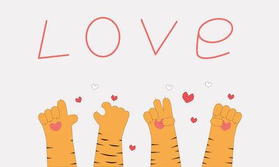 Love gesture with tiger paws