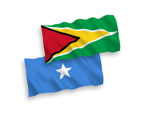 Flags of Co-operative Republic of Guyana and Somalia on a white background