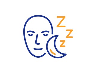 Sleep line icon. Night rest sign. Sleeping face symbol. Colorful thin line outline concept. Linear style sleep icon. Editable stroke. Vector