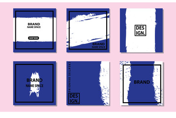 Set of sale banner template design with blue background. Vector illustrations.