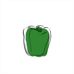 Fresh raw green peppers. Paprika. Healthy vegetarian food. Organic.
Colored flat vector illustration of vegetables isolated on white background. Doodle style. Hand drawing.