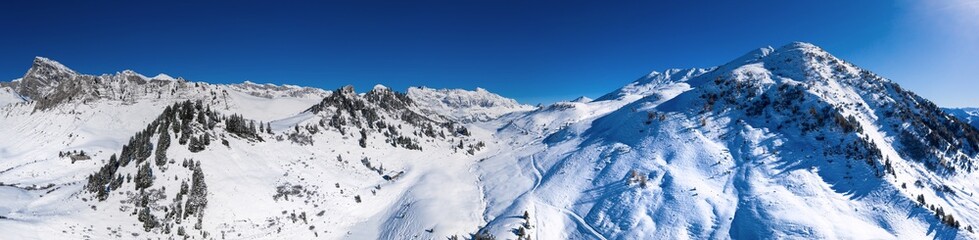 the vilan and other snowy mountains in the swiss alps panorama