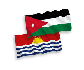 Flags of Republic of Kiribati and Hashemite Kingdom of Jordan on a white background