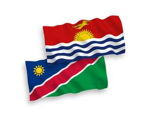 Flags of Republic of Kiribati and Republic of Namibia on a white background