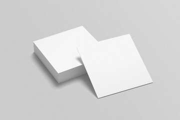 Square business card mockup on gray background. 