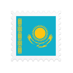 Kazakhstan flag postage stamp on white background. Vector illustration eps10.