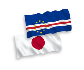 Flags of Japan and Republic of Cabo Verde on a white background