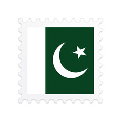Pakistan flag postage stamp on white background. Vector illustration eps10.
