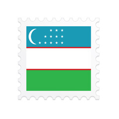 Uzbekistan flag postage stamp on white background. Vector illustration eps10.