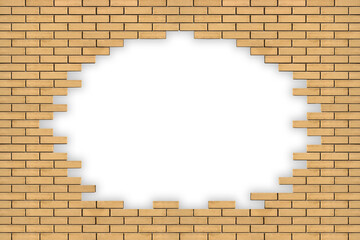 brick wall with broken hole, brick background for design