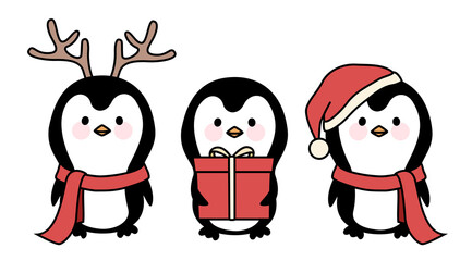 Cute Christmas winter penguin set