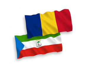 Fototapeta premium Flags of Romania and Republic of Equatorial Guinea on a white background