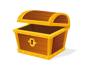 Box for jewelry. Cartoon chest or coin, ready to close, vector icon