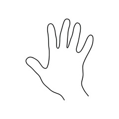 Linear the inner part of the human hand. Drawn by lines on white background. Vector Stock illustration.