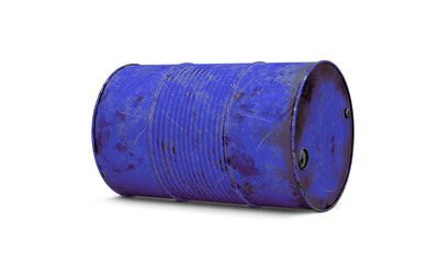 blue metal barrel isolated on white background