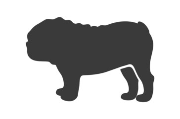 Bulldog silhouette. Small playful dog, shape vector icon