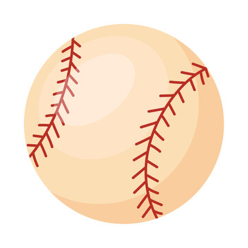 baseball sport ball. Cartoon leather yellow glob, vector Illustration