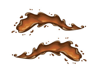 Coffee splash. Flow brown liquid. Drop. Isolated on white background. Eps10 vector illustration.