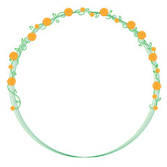 Round frame with flowers on white background