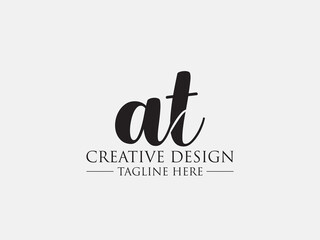 Initials cutting AT Logo Vector Template and luxury logo.