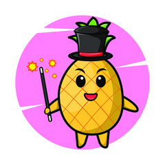 A gorgeous smart magician pineapple cartoon vector image with cute style design for t-shirt, sticker, logo element