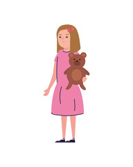 cute girl with bear