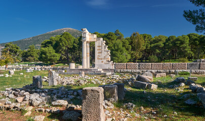 Antikes Epidaurus, Hestiatorion , Peloponnes, Argolida, Griechenland