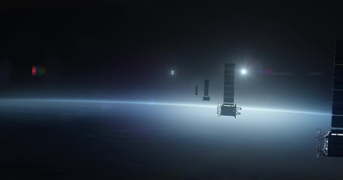 Many satellites flying in space