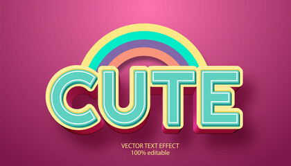 cute with rainbow colourfull vector text effect editable