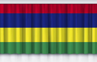 Flag of Mauritius on silk curtain, stage performance event ceremony show illustration